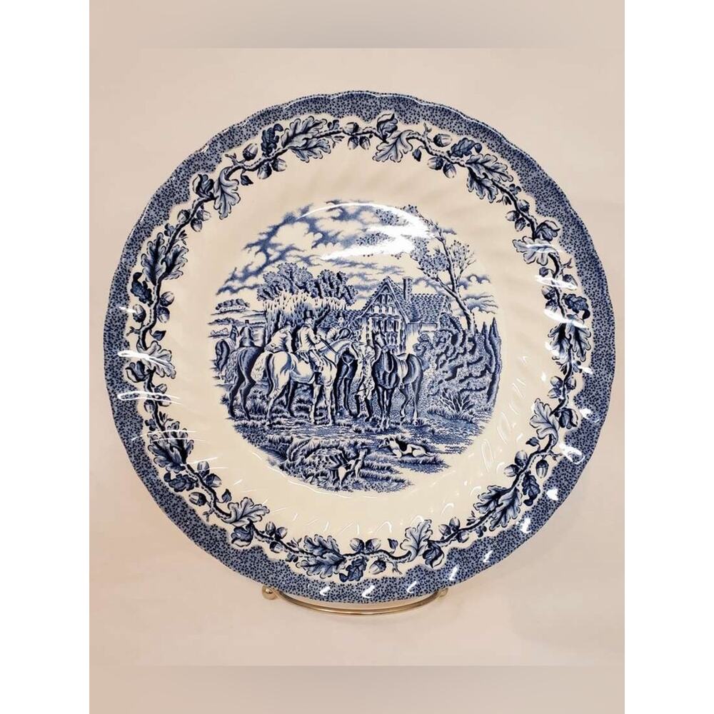 Royal Wessex Blue White Transferware 10” Plate Wall | Fox Hunt English Cottage - Picture 10 of 11